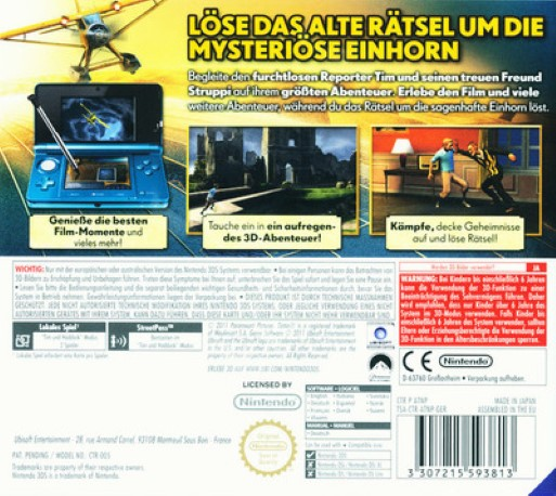 Les Aventures de Tintin : Le Secret de la Licorne - Dos