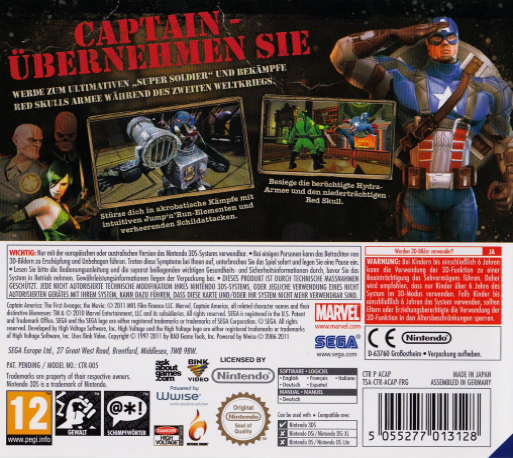 Captain America : Super Soldat - Dos