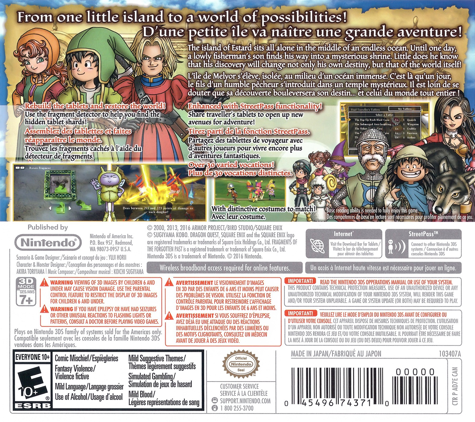Dragon Quest VII : La Quête des vestiges du monde - Dos