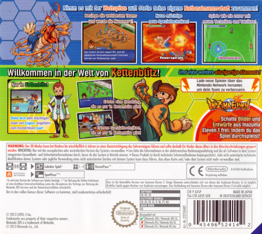 Inazuma Eleven 3 : Foudre Céleste - Dos