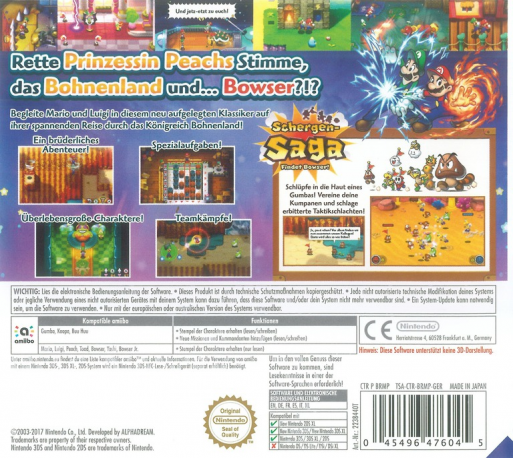 Mario & Luigi : Superstar Saga + Les sbires de Bowser - Dos