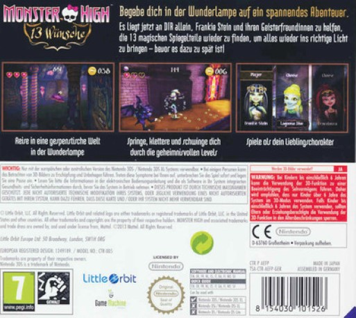 Monster High : 13 Souhaits - Dos