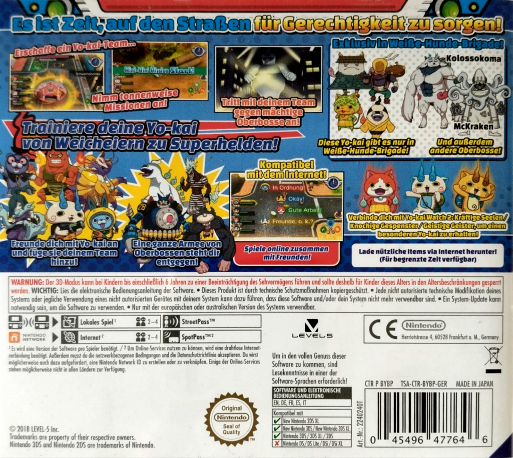 Yo-Kai Watch Blasters : L'Escadron du Chien Blanc - Dos