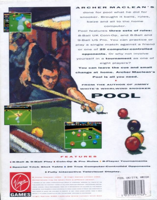 Archer MacLean's Le Billard Américain - Dos