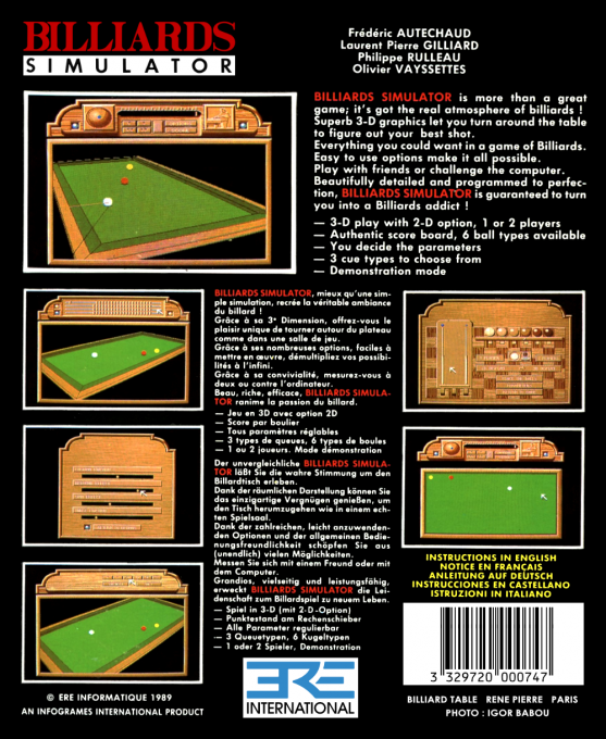 Billiards II Simulator - Dos