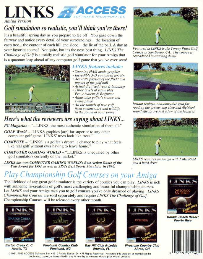 Links : The Challenge of Golf - Dos