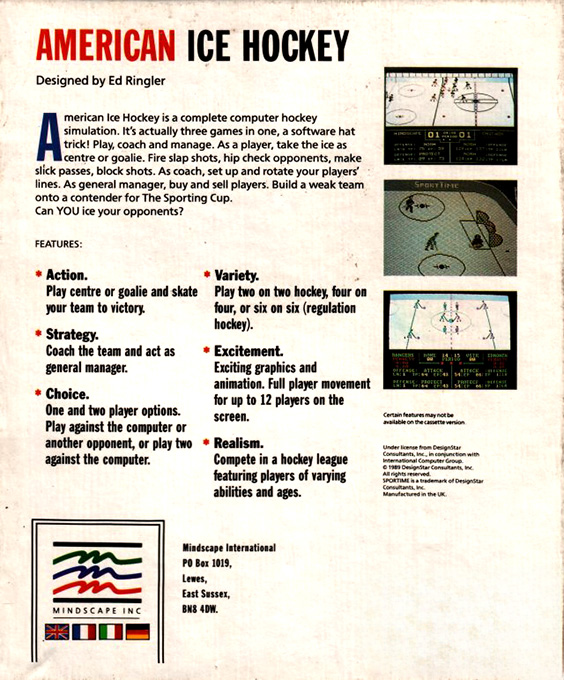Superstar Ice Hockey - Dos
