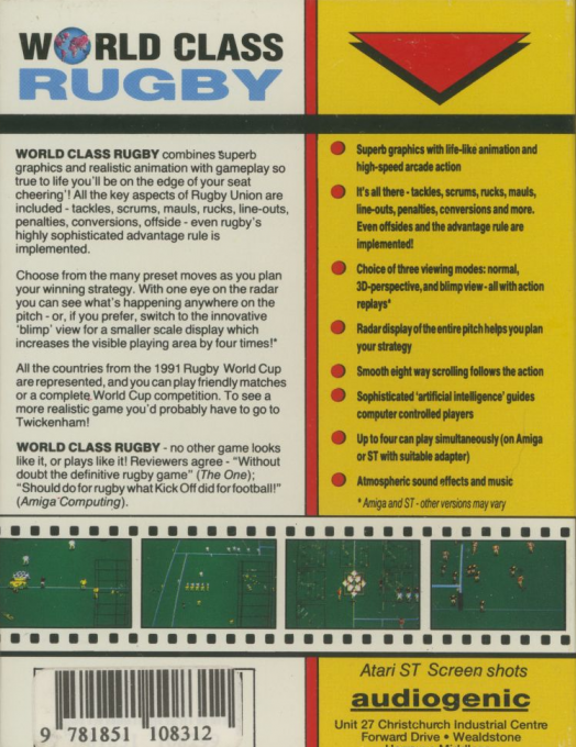 World Class Rugby 95 - Dos