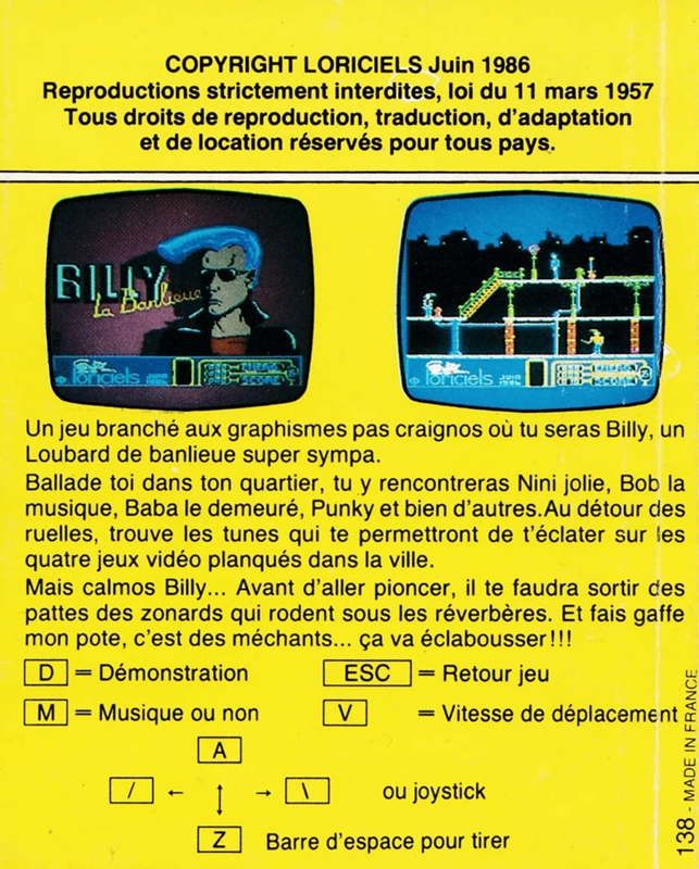 Billy la Banlieue - Dos