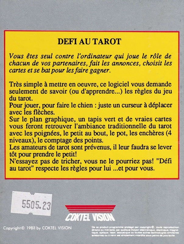 Défi Au Tarot - Dos