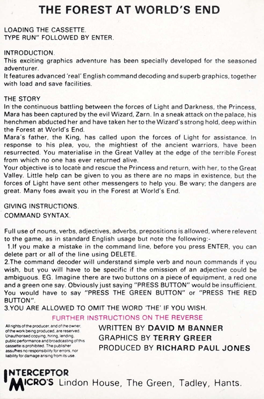 Forest At World's End, The - Dos