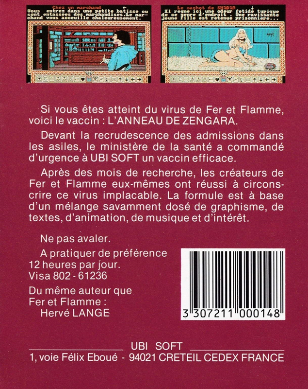 L'Anneau de Zengara - Dos