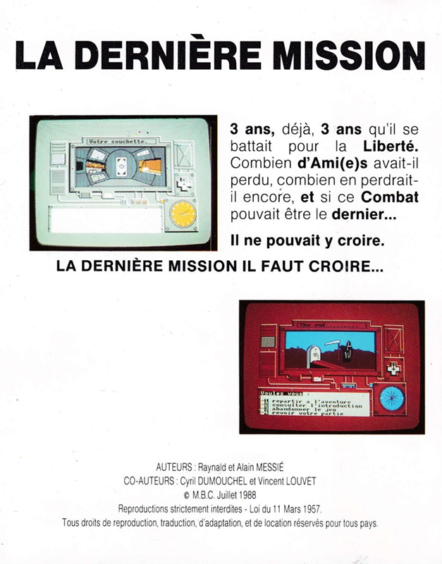 La Dernière Mission - Dos