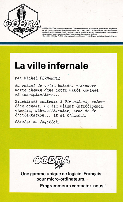 La Ville Infernale - Dos