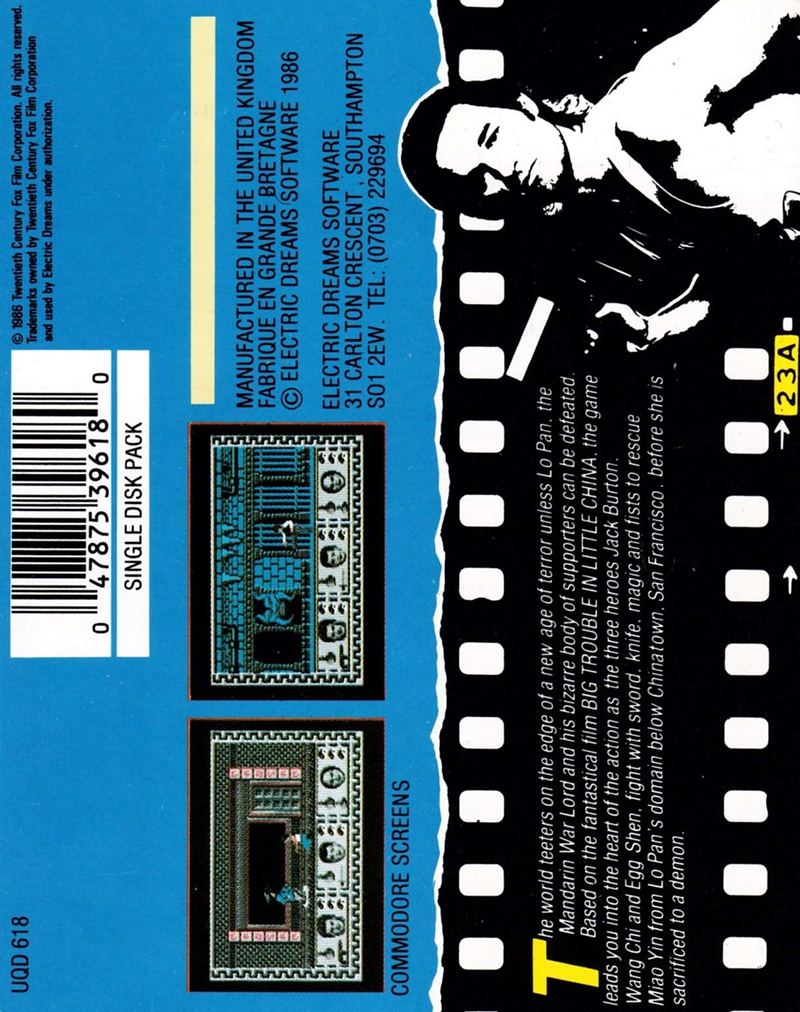 Les Aventures de Jack Burton - Dos