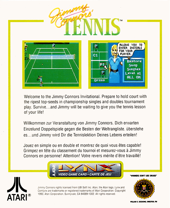 Jimmy Connors' Tennis - Dos