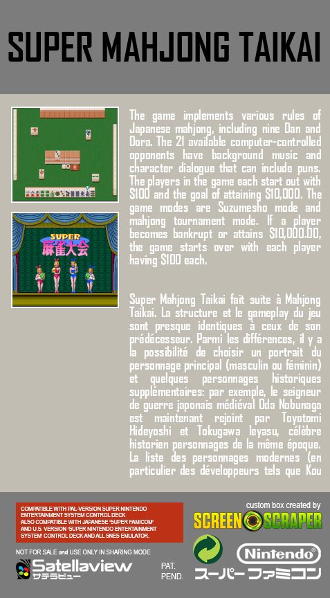 Super Mahjong Taikai dos