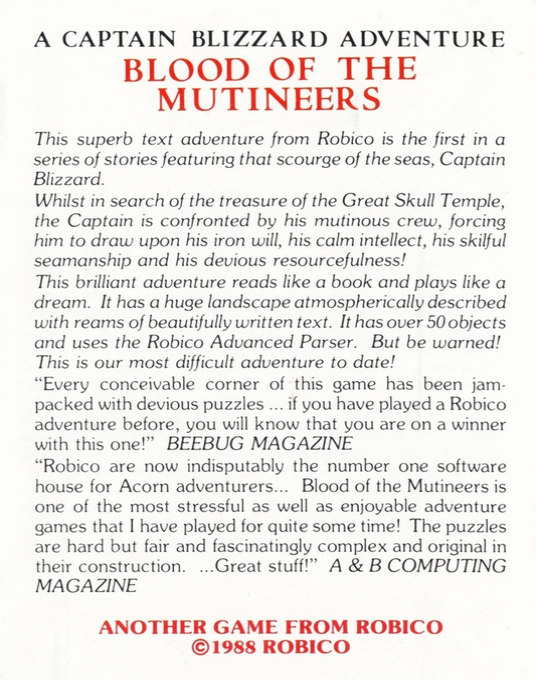 Blood Of The Mutineers - A Captain Blizzard Adventure - Dos