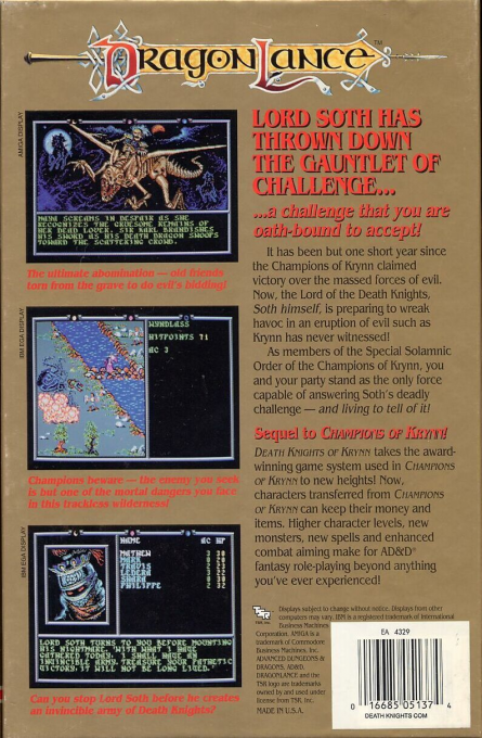 Advanced Dungeons & Dragons : Death Knights of Krynn - Dos