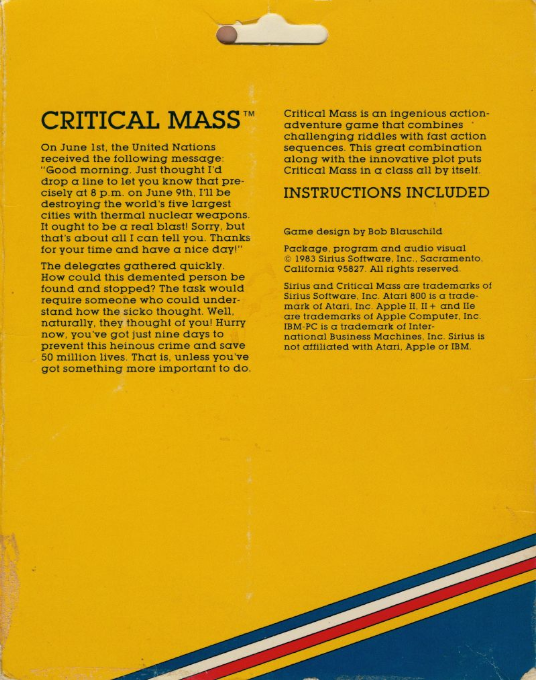 Critical Mass (Sirius Software) - Dos