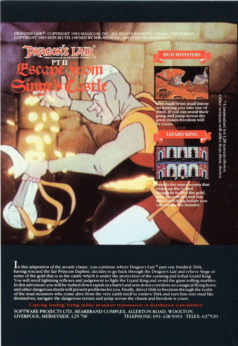 Dragon's Lair Part II - Escape from Singe's Castle - Dos
