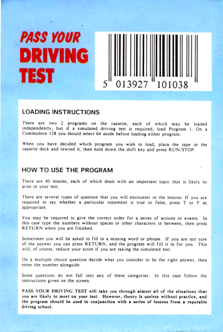 Pass Your Driving Test dos