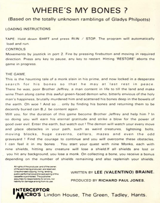 Where's my Bones? dos