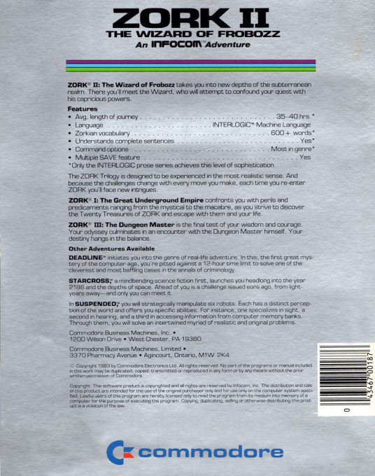 Zork II - The Wizard of Frobozz dos