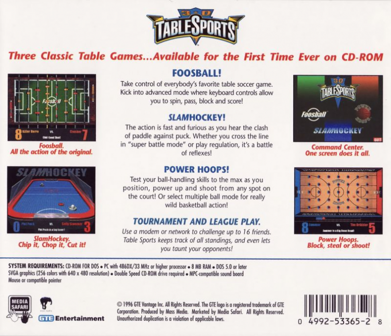 3-D TableSports - Dos