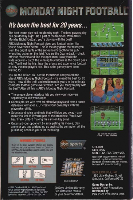 ABC Monday Night Football dos