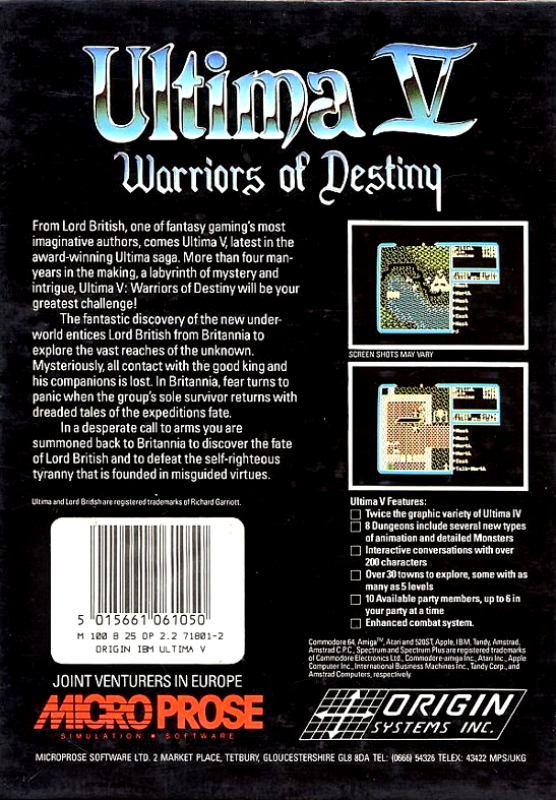 Ultima V : Warriors of Destiny - Dos