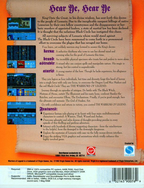 Warriors of Legend dos