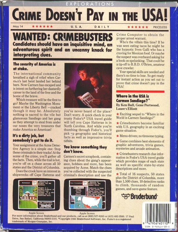 Where in the U.S.A. Is Carmen Sandiego? dos