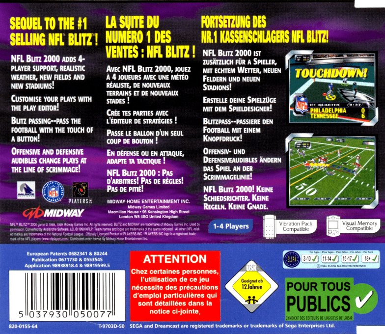 NFL Blitz 2000 - Dos
