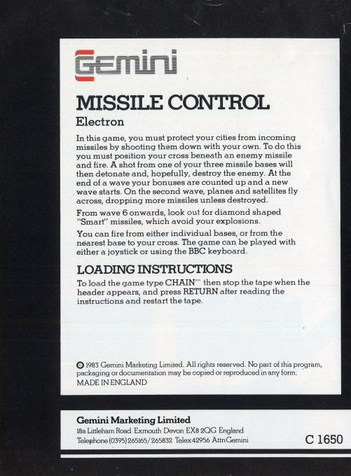 Missile Control - Dos