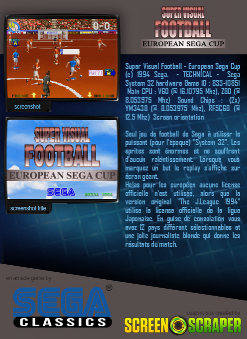 Super Visual Football: European Sega Cup - Dos