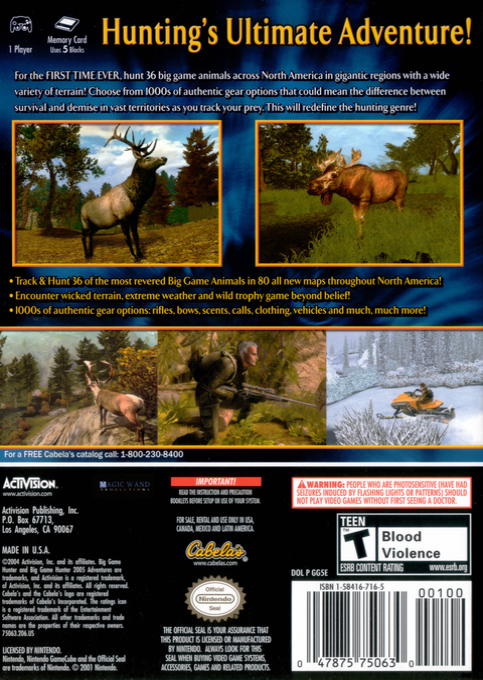 Cabela's Big Game Hunter 2005 Adventures dos