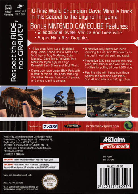 Dave Mirra Freestyle BMX 2 - Dos