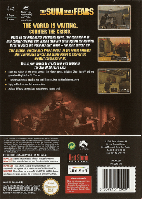 La Somme de toutes les Peurs dos