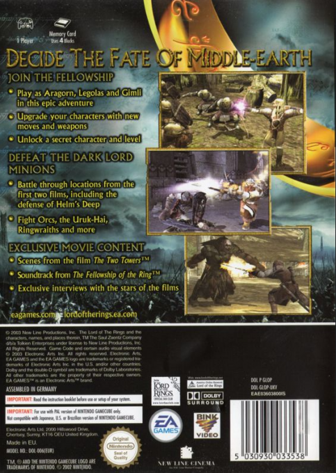 Le Seigneur des Anneaux : Les Deux Tours dos