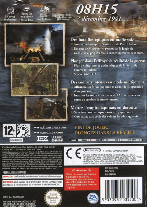 Medal of Honor : Soleil Levant dos