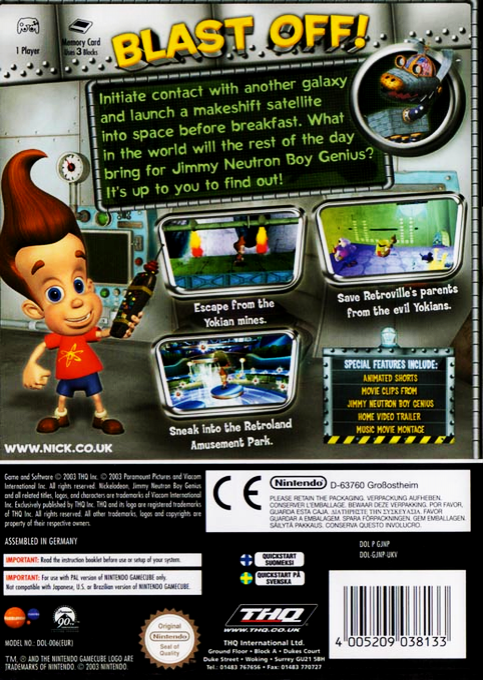 Nickelodeon Jimmy Neutron - Boy Genius dos