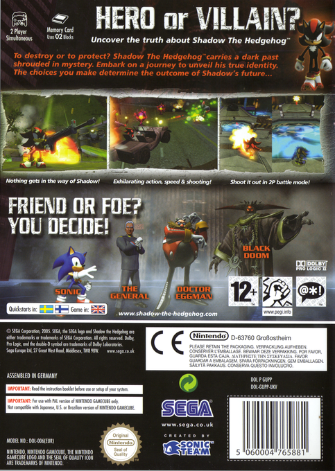 Shadow the Hedgehog dos