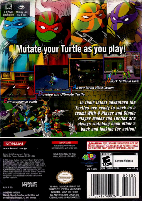 Teenage Mutant Ninja Turtles 3 : Mutant Nightmare dos