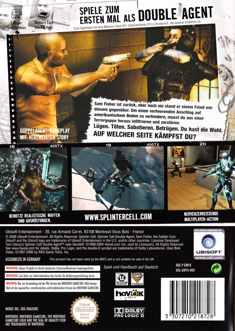Tom Clancy's Splinter Cell : Double Agent dos