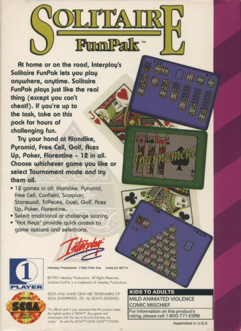 Solitaire FunPak - Dos