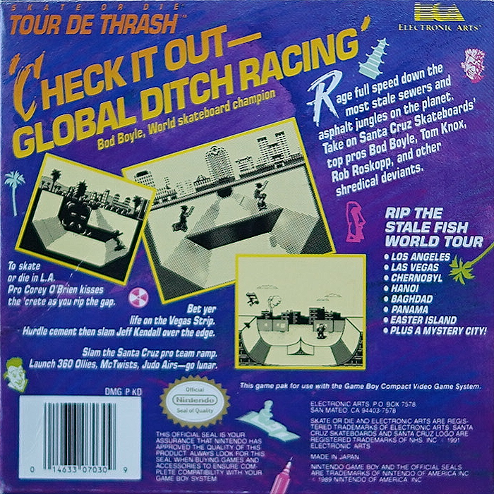 Skate or Die : Tour de Thrash - Dos