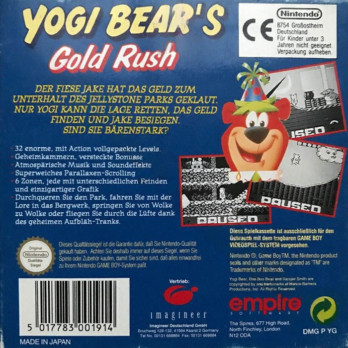 Yogi Bear in Yogi Bear's Goldrush - Dos