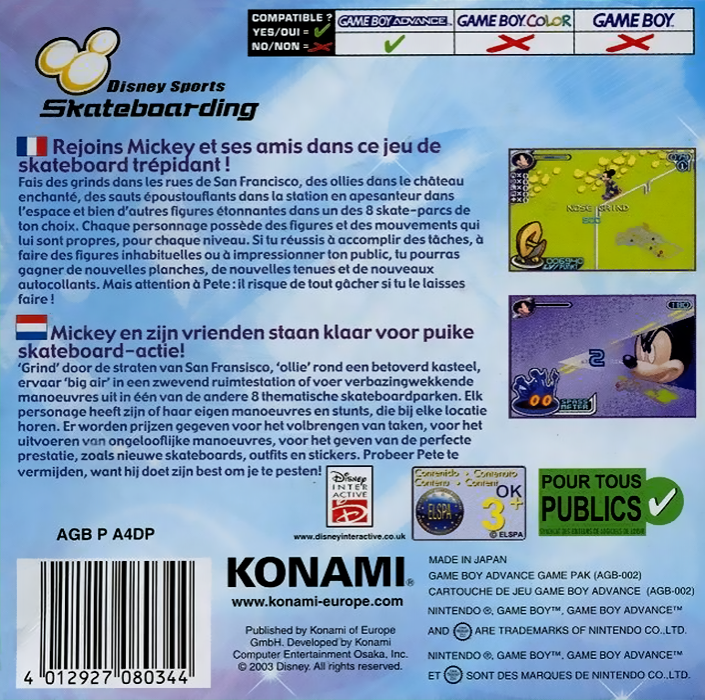 Disney Sports : Skateboarding - Dos