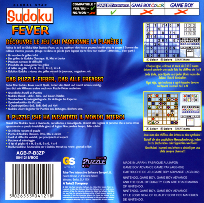 Global Star Sudoku Fever - Dos